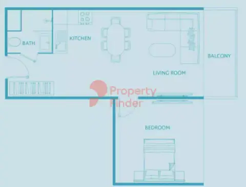 Plattegrond van 1 slaapkamer in Luma21