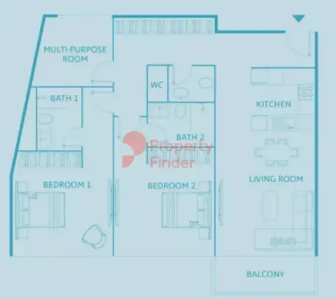 Plattegrond van 2 slaapkamers in Luma21