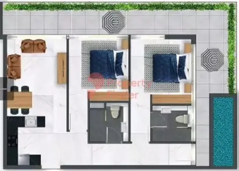 Plattegrond van 2 slaapkamers in Samana Waves