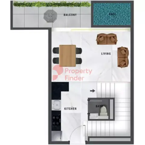 Plattegrond van 1 slaapkamer in Samana Waves