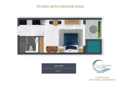 Plattegrond van Studio in Samana Waves