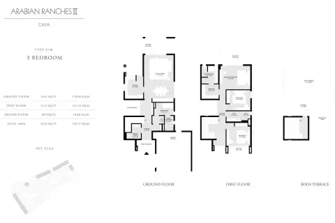 Plattegrond van 3 slaapkamers in Caya By Emaar