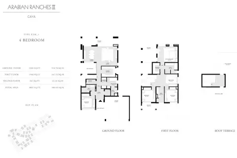Plattegrond van 4 slaapkamers in Caya By Emaar