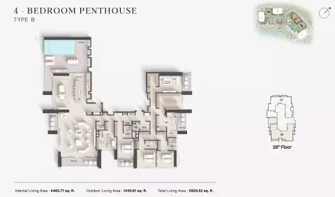 Plattegrond van 4 slaapkamers in Eltiera Views 2