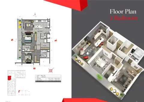 Plattegrond van 2 slaapkamers in Tonino Lamborghini 4