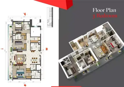Plattegrond van 3 slaapkamers in Tonino Lamborghini 4
