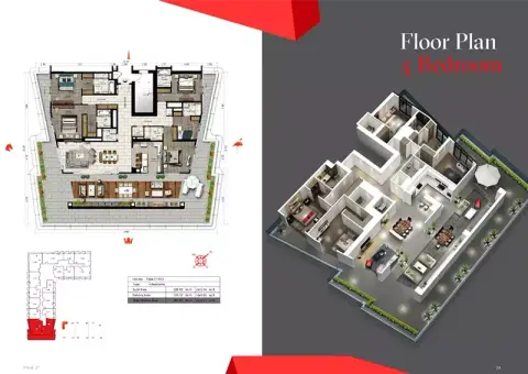 Plattegrond van 4 slaapkamers in Tonino Lamborghini 4