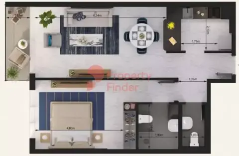 Plattegrond van 1 slaapkamer in Supreme Residence