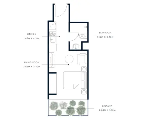 Plattegrond van Studio in Azizi Riviera 32