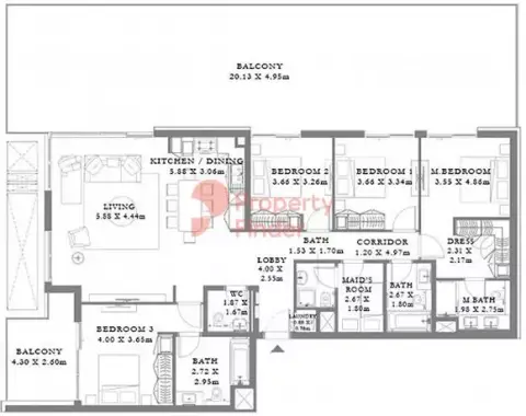 Plattegrond van 4 slaapkamers in Seagate