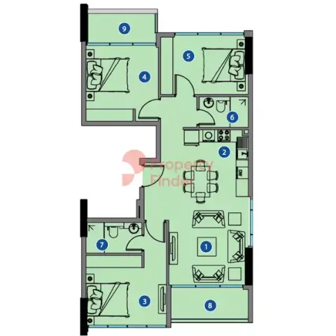 Plattegrond van 3 slaapkamers in Azizi Riviera 8