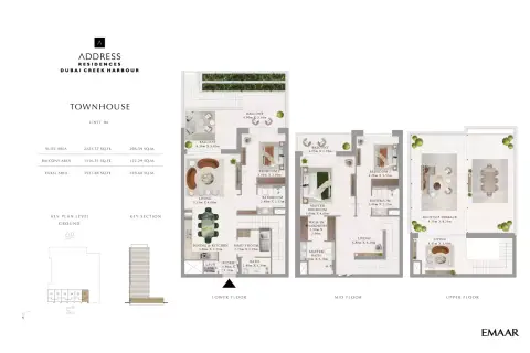 Plattegrond van 3 slaapkamers in Palace Residences - Dubai Creek Harbour