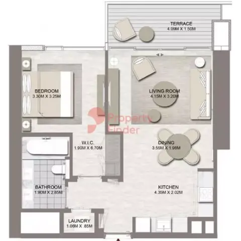 Plattegrond van 1 slaapkamer in Palace Residences - Dubai Creek Harbour