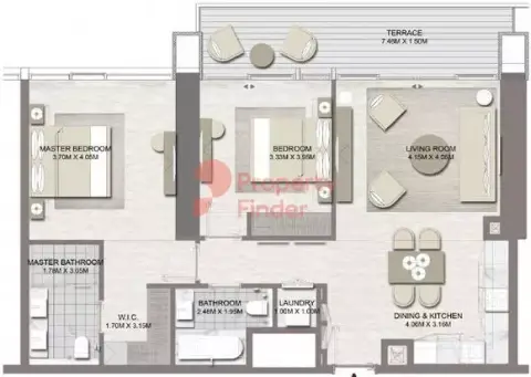 Plattegrond van 2 slaapkamers in Palace Residences - Dubai Creek Harbour