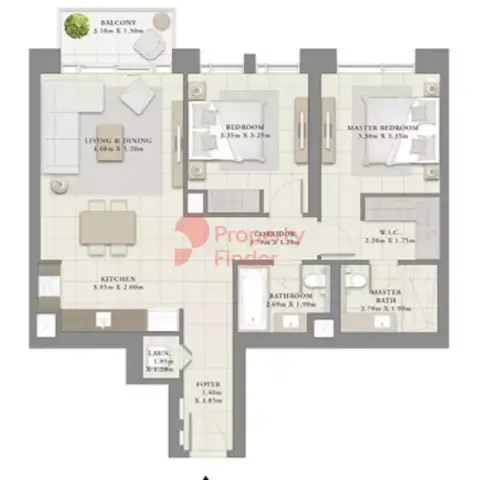 Plattegrond van 2 slaapkamers in Creek Crescent