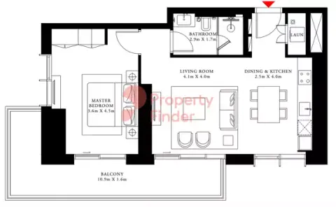 Plattegrond van 1 slaapkamer in Beach Isle