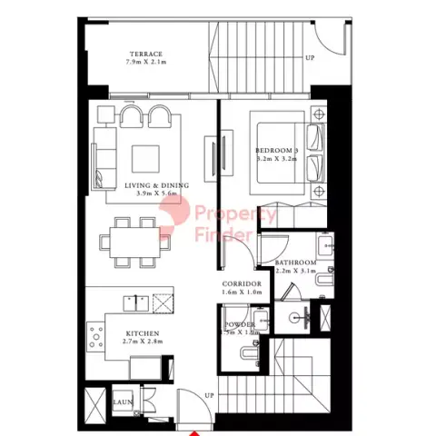 Plattegrond van 3 slaapkamers in Beach Isle