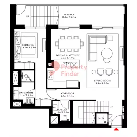 Plattegrond van 4 slaapkamers in Beach Isle