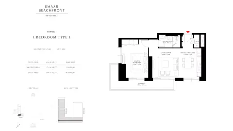 Plattegrond van 1 slaapkamer in Beach Isle