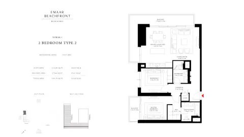 Plattegrond van 2 slaapkamers in Beach Isle