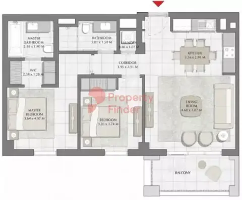 Plattegrond van 2 slaapkamers in Creek Beach Surf