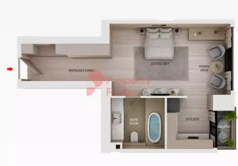 Plattegrond van Studio in Marina Star Residences