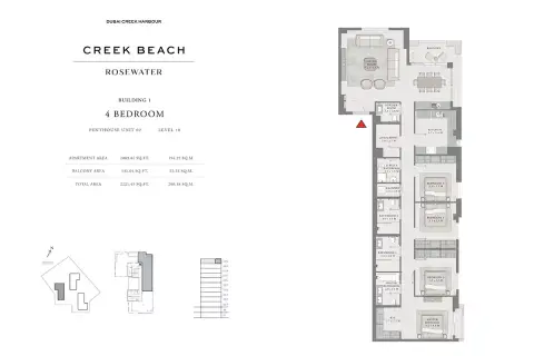 Plattegrond van 4 slaapkamers in Creek Beach Rosewater