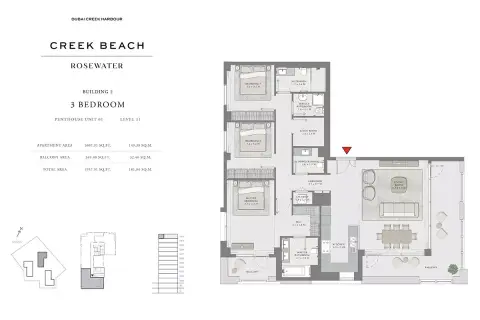 Plattegrond van 3 slaapkamers in Creek Beach Rosewater