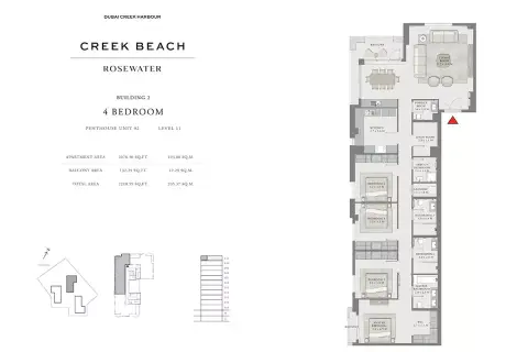 Plattegrond van 4 slaapkamers in Creek Beach Rosewater