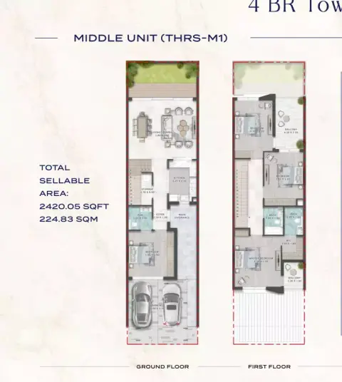 Plattegrond van 4 slaapkamers in Damac Riverside