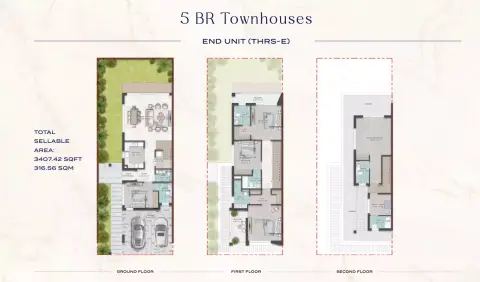 Plattegrond van 5 slaapkamers in Damac Riverside