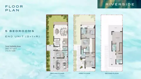 Plattegrond van 5 slaapkamers in Damac Riverside