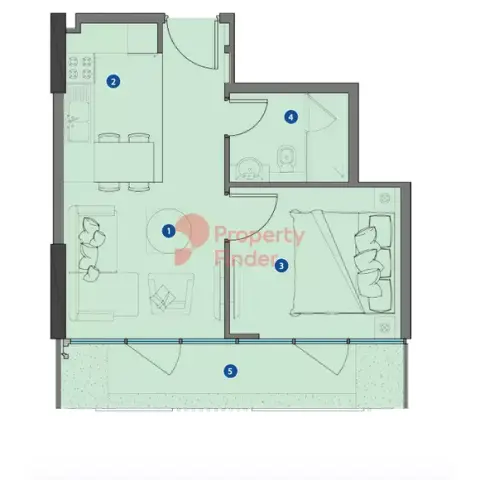 Plattegrond van 1 slaapkamer in Azizi Riviera 18