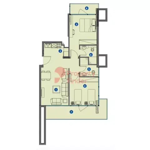 Plattegrond van 2 slaapkamers in Azizi Riviera 18