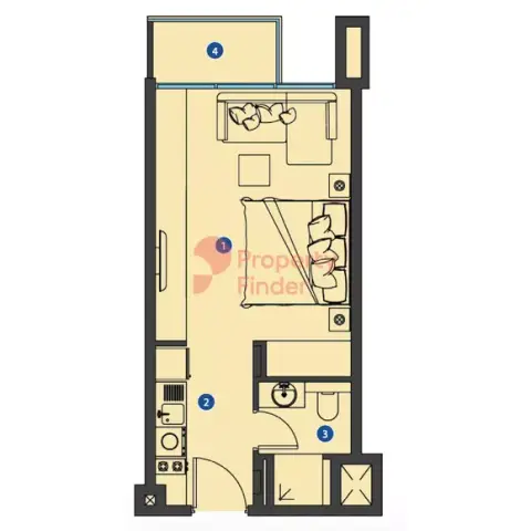 Plattegrond van Studio in Azizi Riviera 5