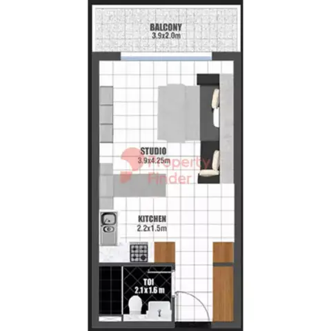 Plattegrond van Studio in Jewelz By Danube