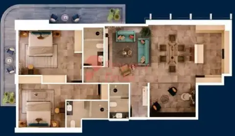Plattegrond van 2 slaapkamers in Orra the Embankment