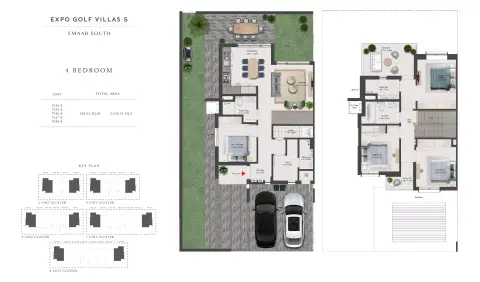 Plattegrond van 4 slaapkamers in Greenviews Phase 2 By Emaar
