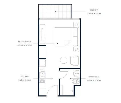 Plattegrond van Studio in Azizi Riviera 28