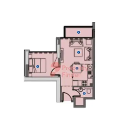 Plattegrond van 1 slaapkamer in Azizi Riviera 28