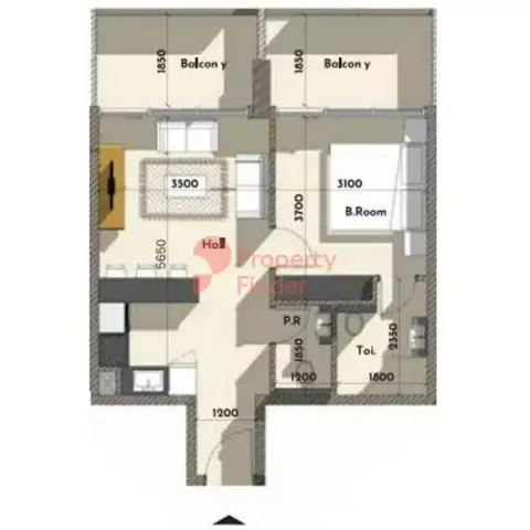 Plattegrond van 1 slaapkamer in Samana Golf Avenue