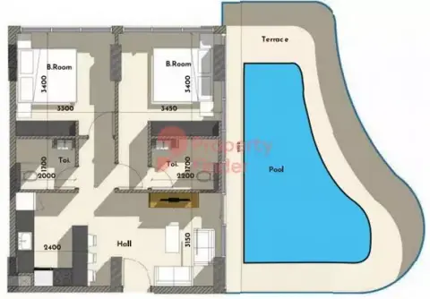 Plattegrond van 2 slaapkamers in Samana Golf Avenue