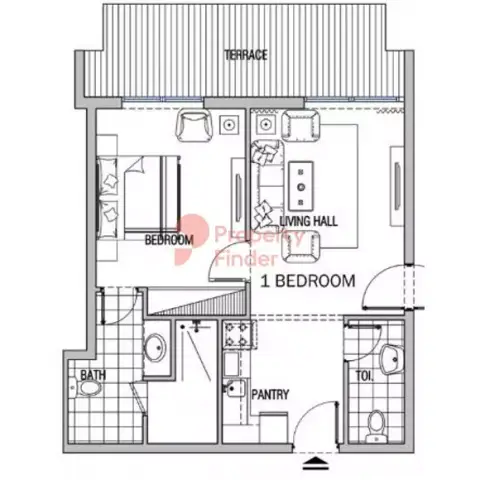 Plattegrond van 1 slaapkamer in Dusit Princess Rijas