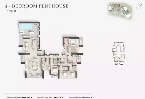 Plattegrond van 4 slaapkamers in Eltiera Views 3