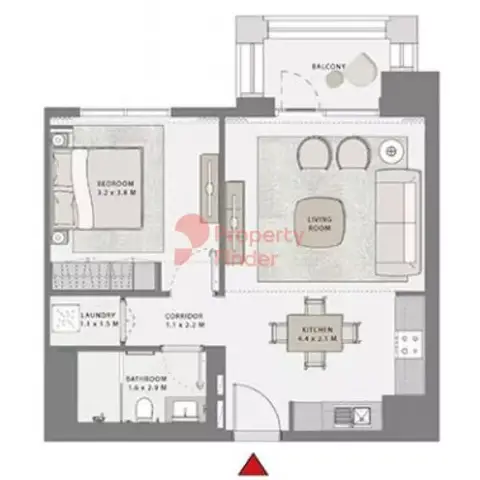 Plattegrond van 1 slaapkamer in Creek Beach Grove