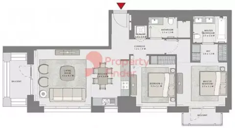 Plattegrond van 2 slaapkamers in Creek Beach Grove