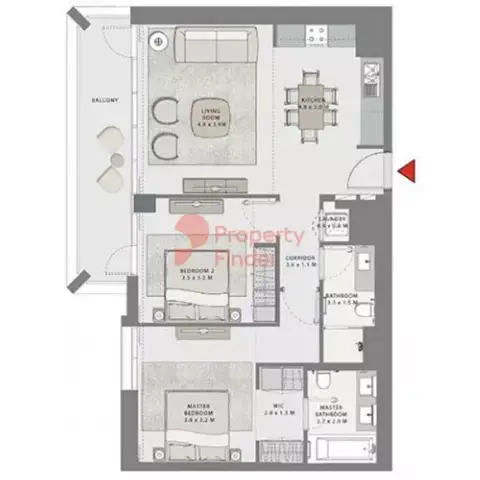Plattegrond van 2 slaapkamers in Creek Beach Grove