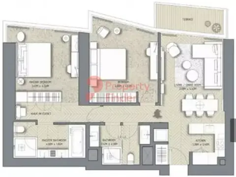 Plattegrond van 2 slaapkamers in The Address Residences Dubai Opera