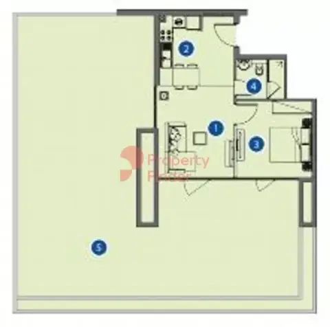 Plattegrond van 1 slaapkamer in Azizi Riviera 22
