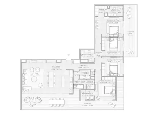 Plattegrond van 4 slaapkamers in Sirdhana
